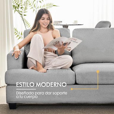 SOFÁ 3 CUERPOS CATALINA EN TELA CHENILLE GRIS - 4