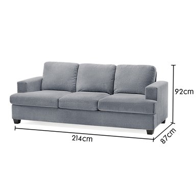 SOFÁ 3 CUERPOS CATALINA EN TELA CHENILLE GRIS - 7