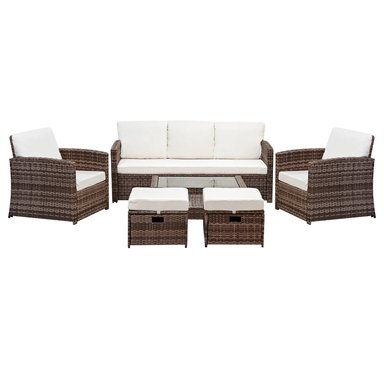 JUEGO DE LIVING DE TERRAZA LBIZA 7 PERSONAS - MODERNOS MARRON - 1