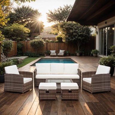 JUEGO DE LIVING DE TERRAZA LBIZA 7 PERSONAS - MODERNOS MARRON - 2