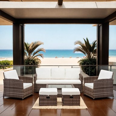 JUEGO DE LIVING DE TERRAZA LBIZA 7 PERSONAS - MODERNOS MARRON - 3
