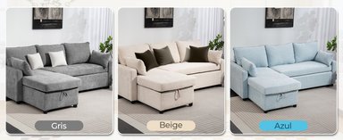 SOFA CAMA LETICIA SECCIONALS CON ALMACENAMIENTO OCULTO - 3