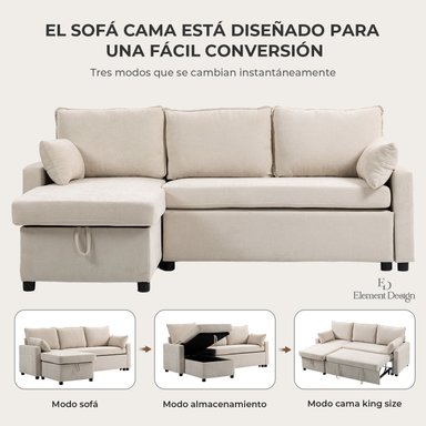 SOFA CAMA LETICIA SECCIONALS CON ALMACENAMIENTO OCULTO - 5