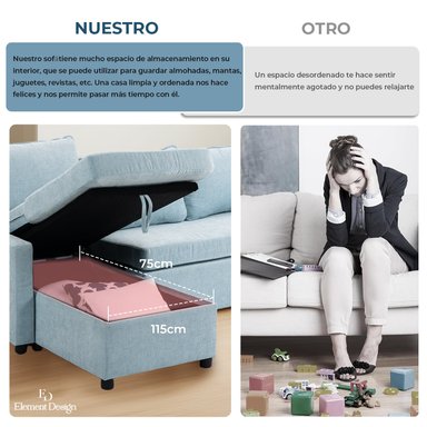 SOFA CAMA LETICIA SECCIONALS CON ALMACENAMIENTO OCULTO - 6
