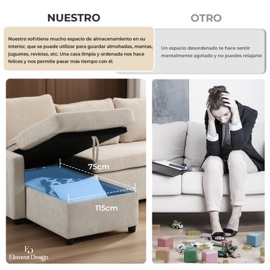 SOFA CAMA LETICIA SECCIONALS CON ALMACENAMIENTO OCULTO - 6