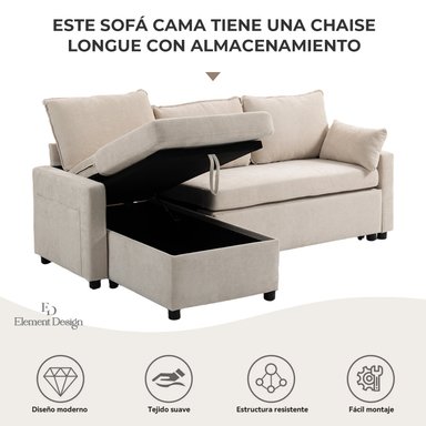 SOFA CAMA LETICIA SECCIONALS CON ALMACENAMIENTO OCULTO - 8