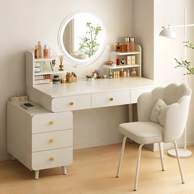 TOCADOR ESPEJO CON LUZ AJUSTABLE (100-115) X 40 X 135CM BLANCO - 2