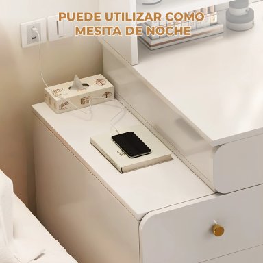 TOCADOR ESPEJO CON LUZ AJUSTABLE (100-115) X 40 X 135CM BLANCO - 5
