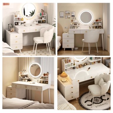 TOCADOR ESPEJO CON LUZ AJUSTABLE (100-115) X 40 X 135CM BLANCO - 7