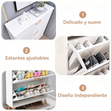 ZAPATERO ORGANIZADOR CON 3 PUERTAS Y 2 FILAS,CAPACIDAD 18 PARES - 8