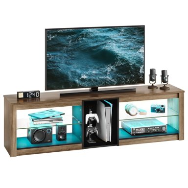 RACK TV 55 PULGADA 140×49×30CM CON LUCES LED Y REPISAS MODERNO - 1
