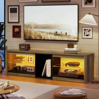 RACK TV 55 PULGADA 140×49×30CM CON LUCES LED Y REPISAS MODERNO - 2