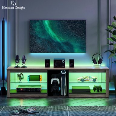 RACK TV 55 PULGADA 140×49×30CM CON LUCES LED Y REPISAS MODERNO - 3