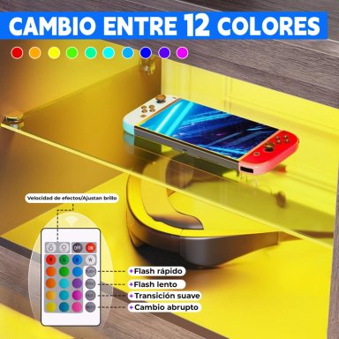 RACK TV 55 PULGADA 140×49×30CM CON LUCES LED Y REPISAS MODERNO - 4