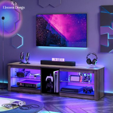 RACK TV 55 PULGADA 140×49×30CM CON LUCES LED Y REPISAS MODERNO - 6
