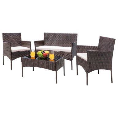 JUEGO DE LIVING DE TERRAZA BRISA 4 PIEZAS PARA EXTERIOR MARRON - 1