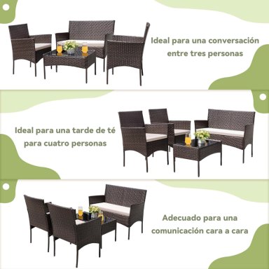 JUEGO DE LIVING DE TERRAZA BRISA 4 PIEZAS PARA EXTERIOR MARRON - 3
