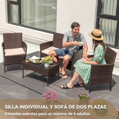 JUEGO DE LIVING DE TERRAZA BRISA 4 PIEZAS PARA EXTERIOR MARRON - 4