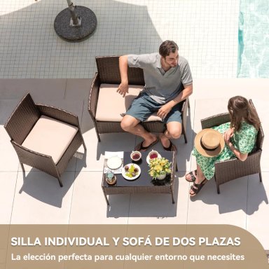JUEGO DE LIVING DE TERRAZA BRISA 4 PIEZAS PARA EXTERIOR MARRON - 5