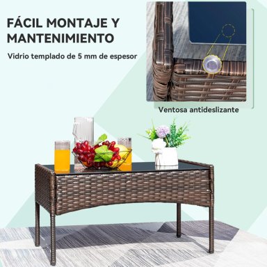 JUEGO DE LIVING DE TERRAZA BRISA 4 PIEZAS PARA EXTERIOR MARRON - 7