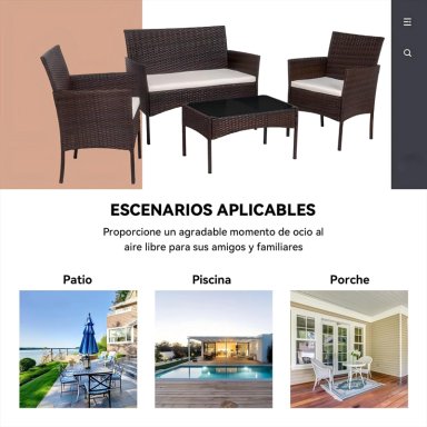 JUEGO DE LIVING DE TERRAZA BRISA 4 PIEZAS PARA EXTERIOR MARRON - 8