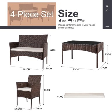 JUEGO DE LIVING DE TERRAZA BRISA 4 PIEZAS PARA EXTERIOR MARRON - 9