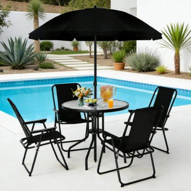 JUEGO DE COMEDOR TERRAZA DE 4 PERSONAS NEGRO - 2