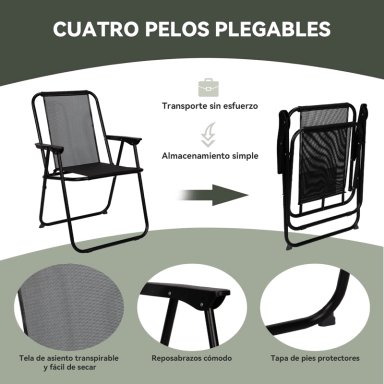JUEGO DE COMEDOR TERRAZA DE 4 PERSONAS NEGRO - 4