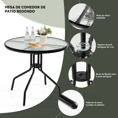 JUEGO DE COMEDOR TERRAZA DE 4 PERSONAS NEGRO - 5