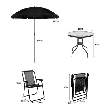 JUEGO DE COMEDOR TERRAZA DE 4 PERSONAS NEGRO - 8