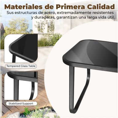 JUEGO DE LIVING DE TERRAZA Y BALCON 3 PIEZAS 2 PERSONAS BEIGE NEGRO - 4