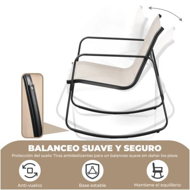 JUEGO DE LIVING DE TERRAZA Y BALCON 3 PIEZAS 2 PERSONAS BEIGE NEGRO - 7