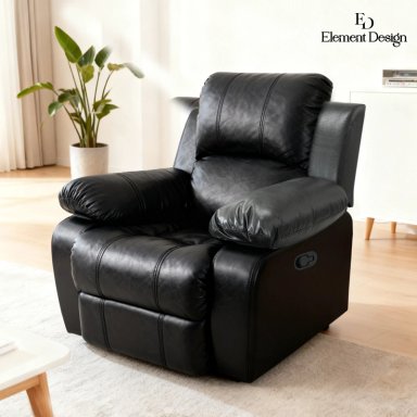 BERGER RECLINABLE SILLON 1 CUERPO PU 84X73X97CM NEGRO SOPORTE LUMBAR - 3