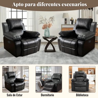 BERGER RECLINABLE SILLON 1 CUERPO PU 84X73X97CM NEGRO SOPORTE LUMBAR - 5
