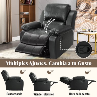 BERGER RECLINABLE SILLON 1 CUERPO PU 84X73X97CM NEGRO SOPORTE LUMBAR - 6