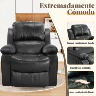 BERGER RECLINABLE SILLON 1 CUERPO PU 84X73X97CM NEGRO SOPORTE LUMBAR - 7