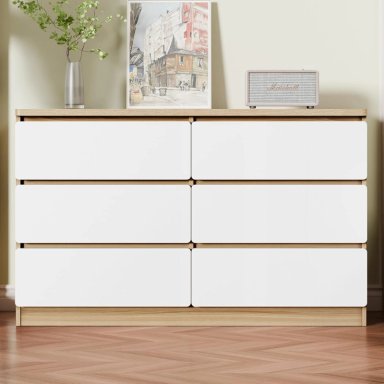 COMODA CAJONERA 6 CAJONES MODERNA MINIMALISTA, MUEBLE ORGANIZADOR ELEMENT DESIGN BLANCO - 1