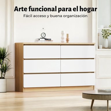 COMODA CAJONERA 6 CAJONES MODERNA MINIMALISTA, MUEBLE ORGANIZADOR ELEMENT DESIGN BLANCO - 3