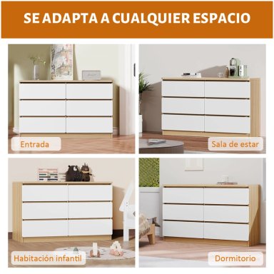 COMODA CAJONERA 6 CAJONES MODERNA MINIMALISTA, MUEBLE ORGANIZADOR ELEMENT DESIGN BLANCO - 5