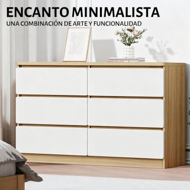 COMODA CAJONERA 6 CAJONES MODERNA MINIMALISTA, MUEBLE ORGANIZADOR ELEMENT DESIGN BLANCO - 8