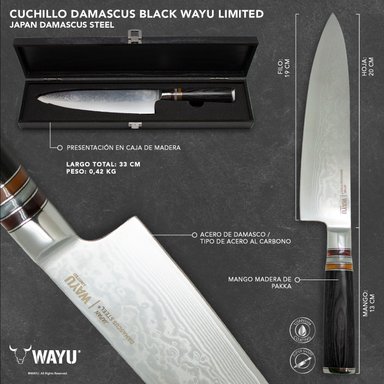 CUCHILLO DAMASCUS BLACK PAKKA WAYU LIMITED - 3