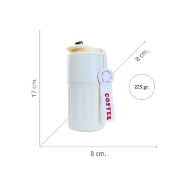 VASO TE RMICO DE ACERO INOXIDABLE TERMOMETRO 460 ML BLANCO - 1