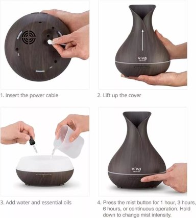 HUMIDIFICADOR TIPO FLORERO PURIFICADOR DE AIRE 400ML + ESENCIA - 4