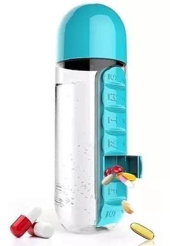 BOTELLA DE AGUA 600ML + PASTILLERO ORGANIZADOR DE PASTILLAS - 1