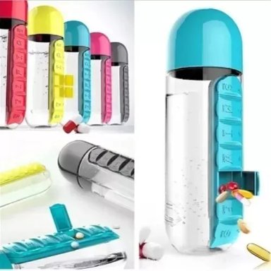 BOTELLA DE AGUA 600ML + PASTILLERO ORGANIZADOR DE PASTILLAS - 4