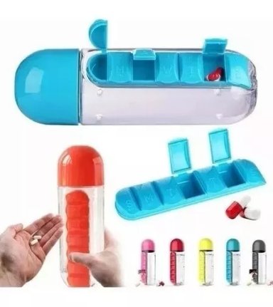 BOTELLA DE AGUA 600ML + PASTILLERO ORGANIZADOR DE PASTILLAS - 5