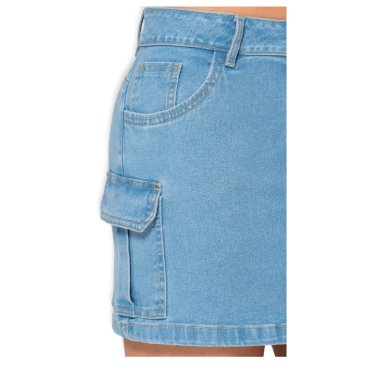 MINI FALDA CARGO MEZCLILLA AZUL CLARO MUJER - T17035155 - 4