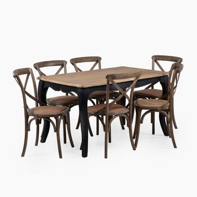 JUEGO COMEDOR MESA VITTORIA NEGRA + 6 SILLAS RETRO ALBAYALDE - 9