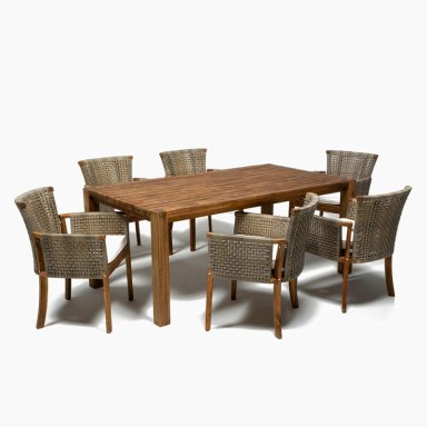 SET SPAZZIO RÍO CAFÉ COMEDOR TERRAZA MATE CON 6 SITIALES - 1