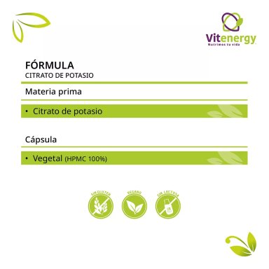 CITRATO DE POTASIO FUENTE VITAL 60 CÁPSULAS VEGETALOFERTA VITENERGY - 4